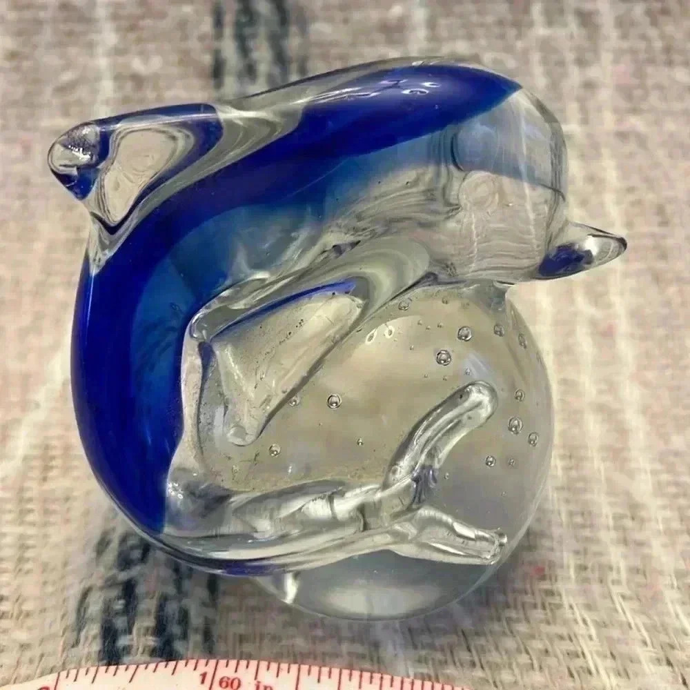 Glass Dolphin Paperweight